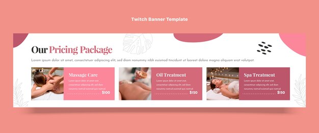 Banner de twitch de oferta de spa de diseño plano