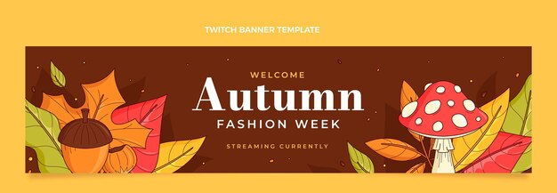 Banner de twitch de otoño dibujado a mano