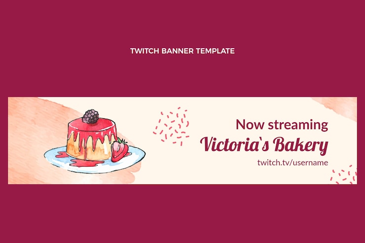 Vector gratuito banner de twitch de postre acuarela