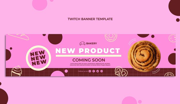 Banner de twitch de producto de panadería dibujado a mano