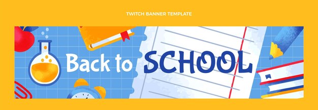 Banner de twitch de regreso a la escuela dibujado a mano