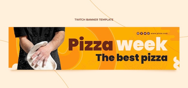 Banner de twitch de semana de pizza de estilo plano