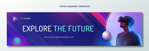 Banner de twitch de tecnología de semitono degradado