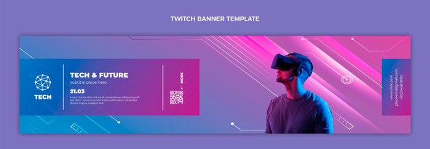 Banner de twitch de tecnología de textura degradada