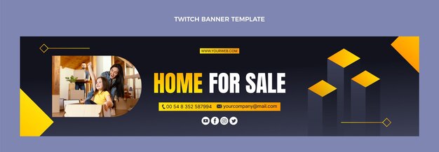 Banner de twitch de venta inmobiliaria degradado