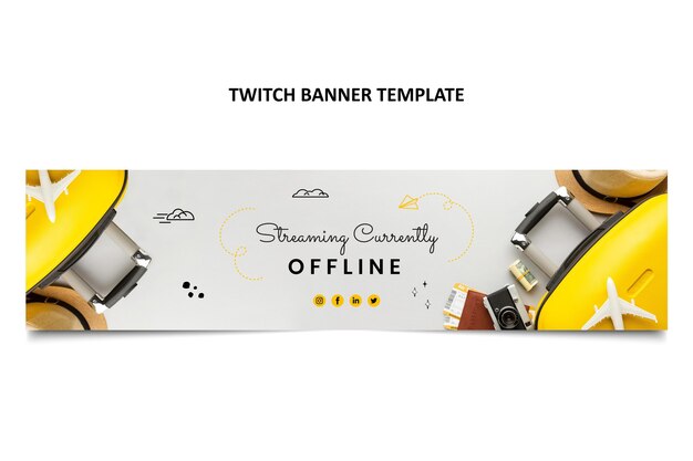 Banner de twitch de viaje dibujado a mano