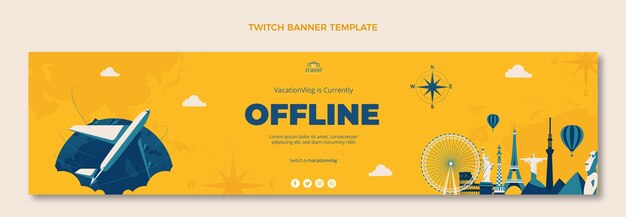 Banner de twitch de viaje dibujado a mano