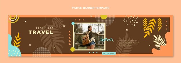 Banner de twitch de viaje dibujado a mano