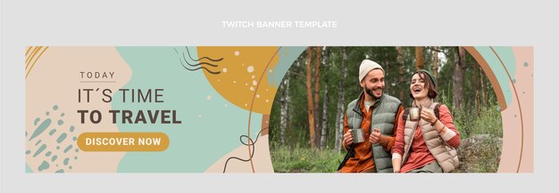 Banner de twitch de viaje dibujado a mano