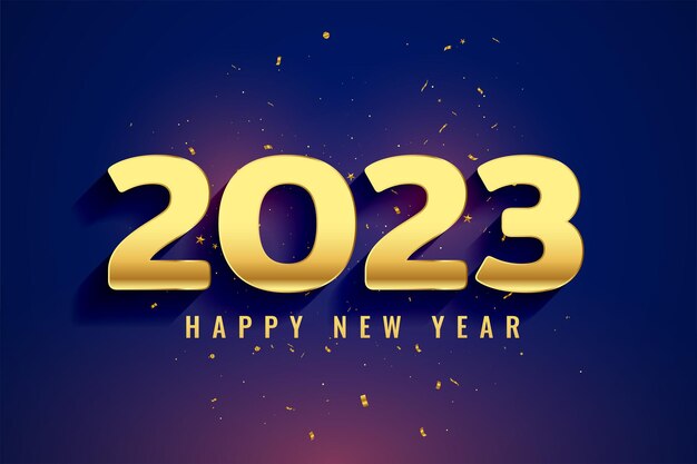 Banner de vacaciones de feliz año nuevo con letras doradas 2023
