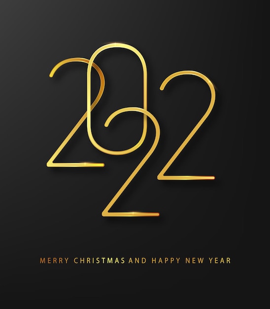 Banner de vacaciones con logo dorado de año nuevo 2021. Tarjeta de felicitación navideña. Diseño de vacaciones para tarjetas de felicitación, invitaciones, calendario, etc.