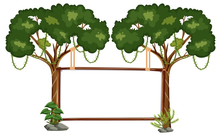 Vector gratuito banner vacío con árboles de la selva tropical en blanco