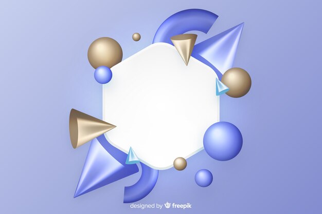 Banner vacío con formas geométricas tridimensionales