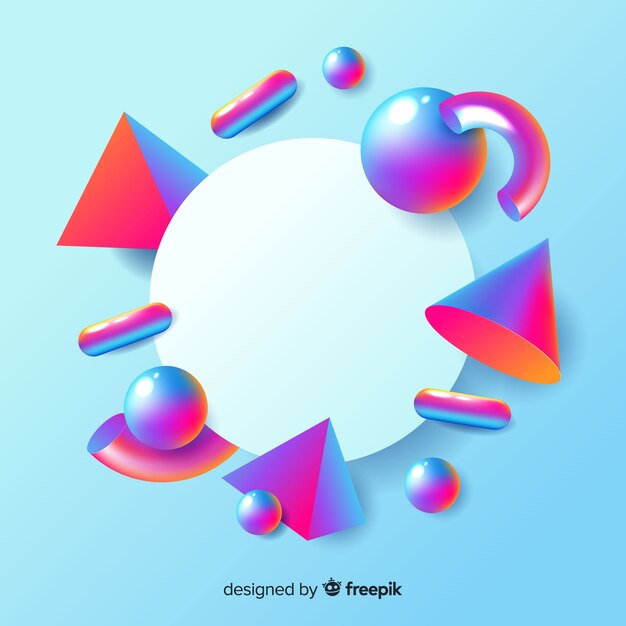 Banner vacío con formas geométricas tridimensionales