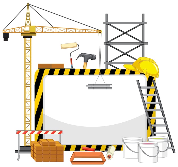 Vector gratuito banner vacío con objetos y elementos de construcción.