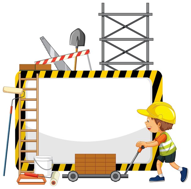 Banner vacío con objetos y elementos de construcción.