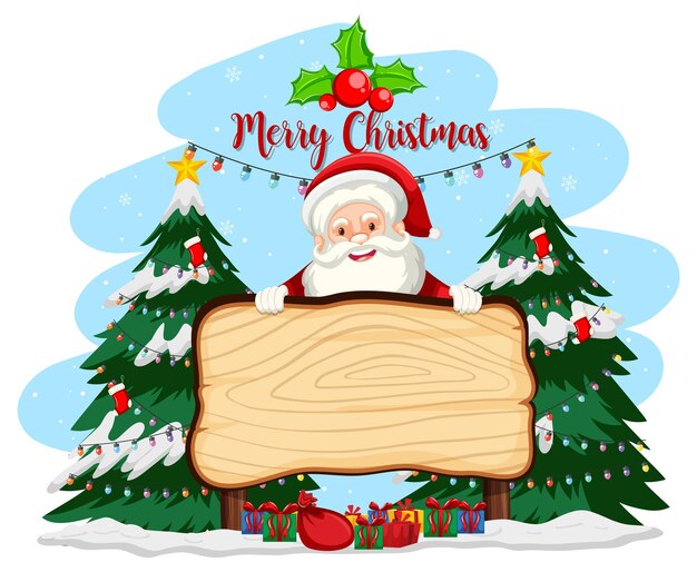 Banner vacío en tema navideño con santa claus