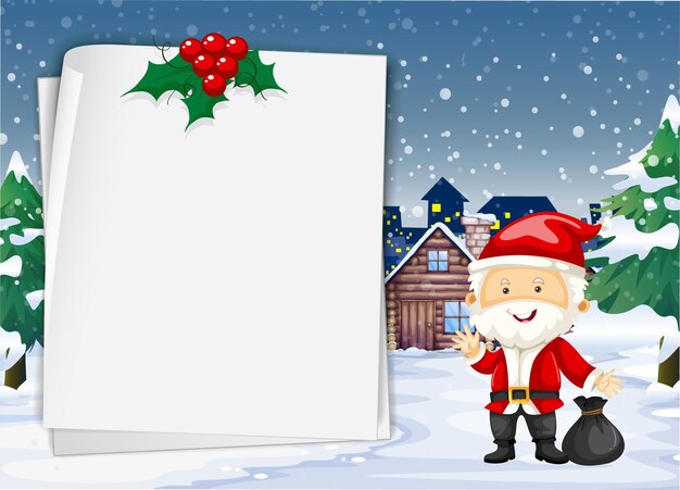 Banner vacío en tema navideño con santa claus