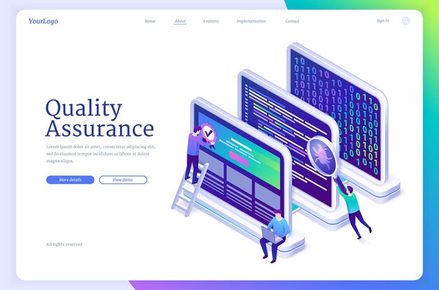 Banner de vector de garantía de calidad de software qa