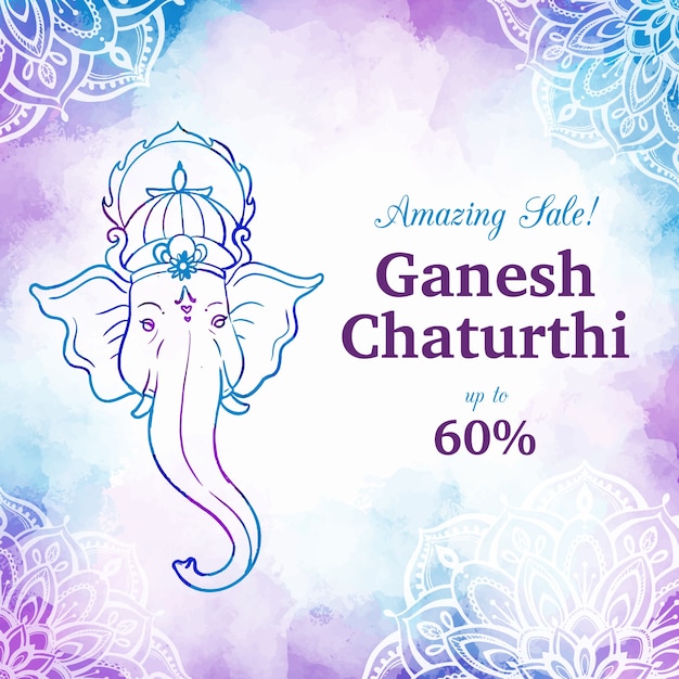 Vector gratuito banner de venta de acuarela ganesh chaturthi