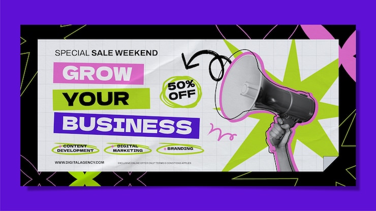 Vector gratuito banner de venta de agencia de publicidad de diseño plano.