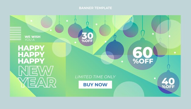 Banner de venta de año nuevo degradado