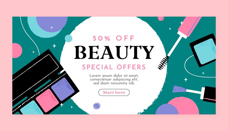 Vector gratuito banner de venta de belleza dibujado a mano
