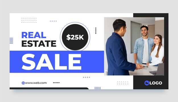 Banner de venta de bienes raíces de diseño plano