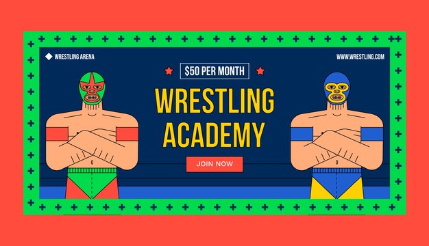 Banner de venta de campeonato de lucha libre dibujado a mano