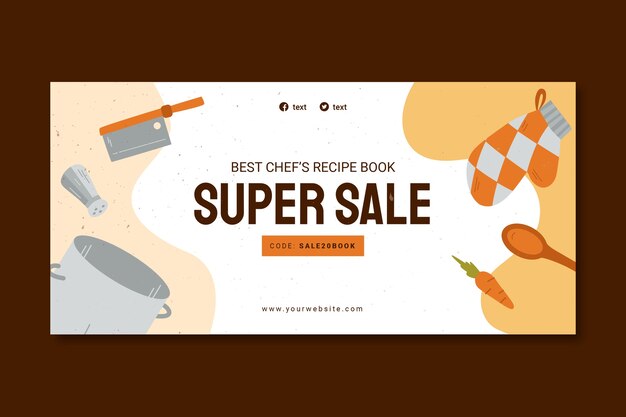 Banner de venta de carrera de chef dibujado a mano