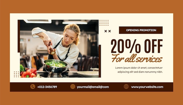 Banner de venta de carrera de chef de diseño plano