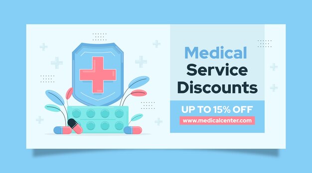 Banner de venta de centro médico de diseño plano