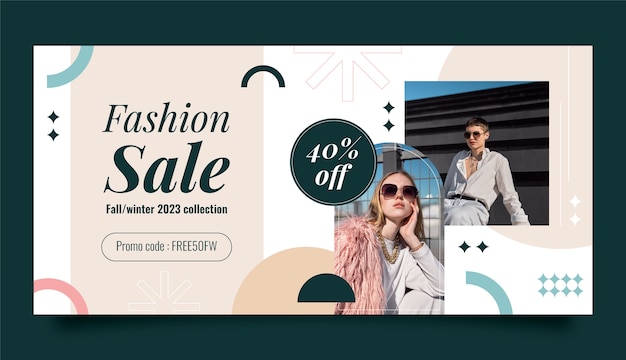 Banner de venta de colección de moda de diseño plano