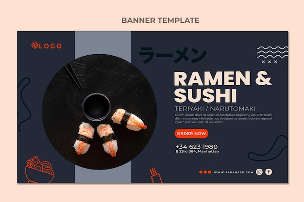 Vector gratuito banner de venta de comida de diseño plano