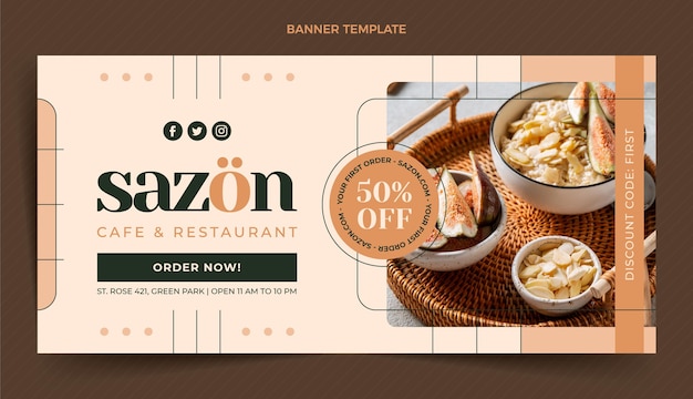 Vector gratuito banner de venta de comida de diseño plano