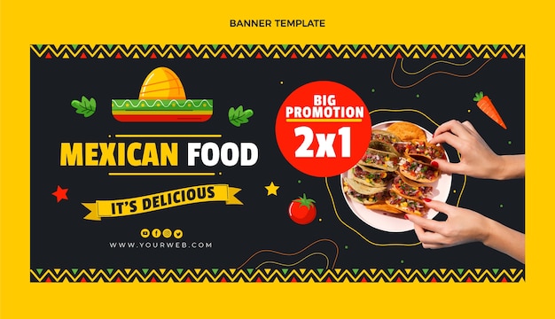 Banner de venta de comida de diseño plano