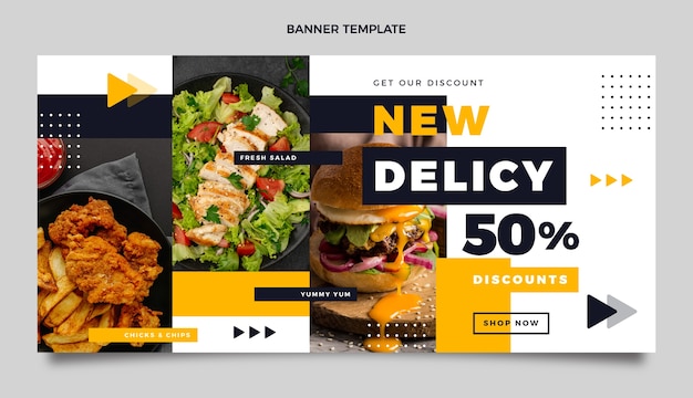 Vector gratuito banner de venta de comida de diseño plano