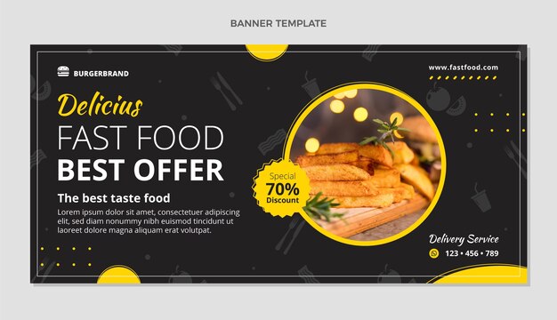 Banner de venta de comida de estilo plano