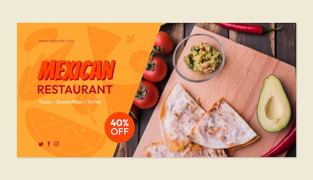 Vector gratuito banner de venta de comida mexicana dibujado a mano