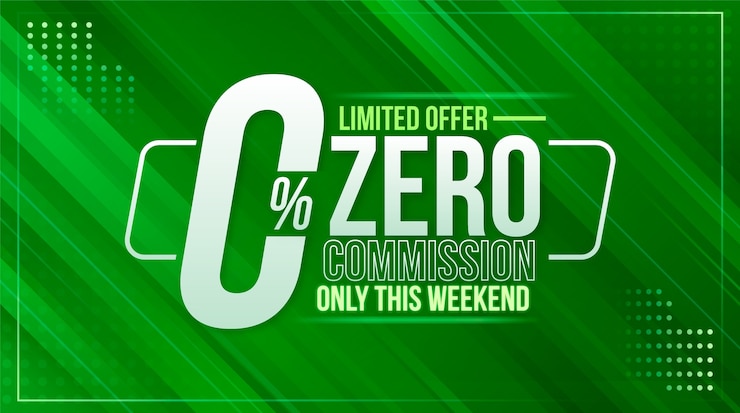 Vector gratuito banner de venta de comisión cero degradado