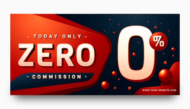 Vector gratuito banner de venta de comisión cero degradado