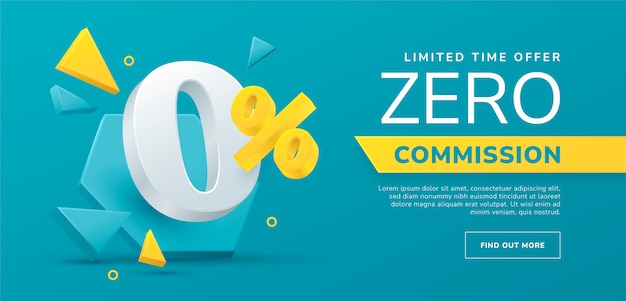 Banner de venta de comisión cero degradado