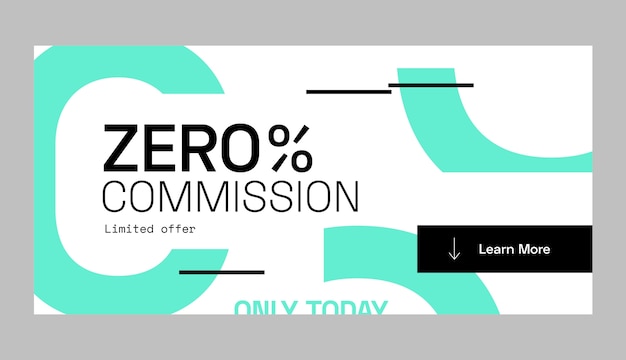 Vector gratuito banner de venta de comisión cero de diseño plano