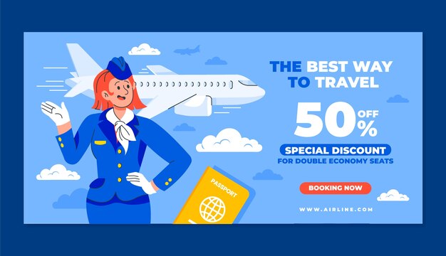 Banner de venta de compañía aérea de diseño plano