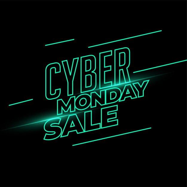 Banner de venta de Cyber Monday en estilo de luz de neón
