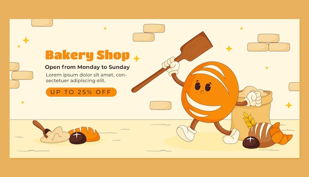 Vector gratuito banner de venta de deliciosos productos de panadería.