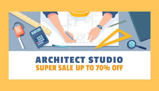 Banner de venta de desarrollo de arquitectura de diseño plano