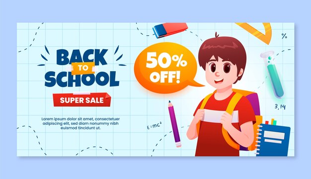 Banner de venta de descuento de estudiante degradado