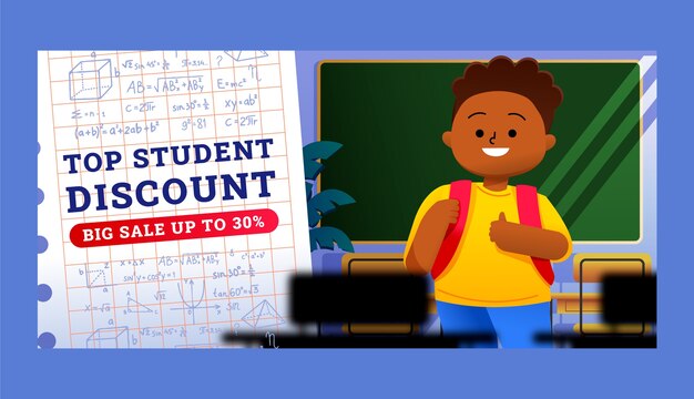 Banner de venta de descuento de estudiante degradado