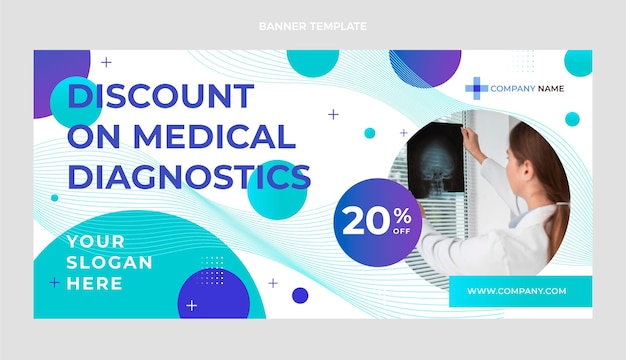 Vector gratuito banner de venta de diagnóstico médico degradado